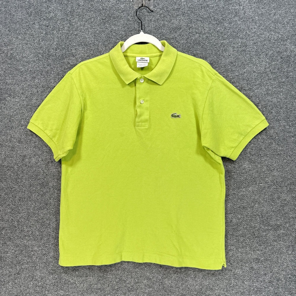 Lacoste Polo Shirt Mens 4 Lime Green Short Sleeve Cotton Pique Classic Fit